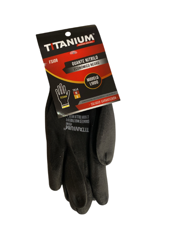 Guantes De Nitrilo Negro/Rojo M/8 -Titanium