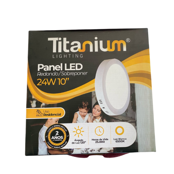 Panel LED Redondo de Sobreponer 24W10" - Titanium