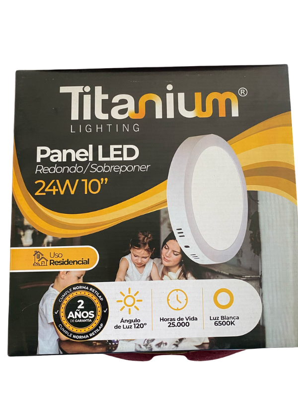 Panel LED Redondo de Sobreponer 24W10" - Titanium