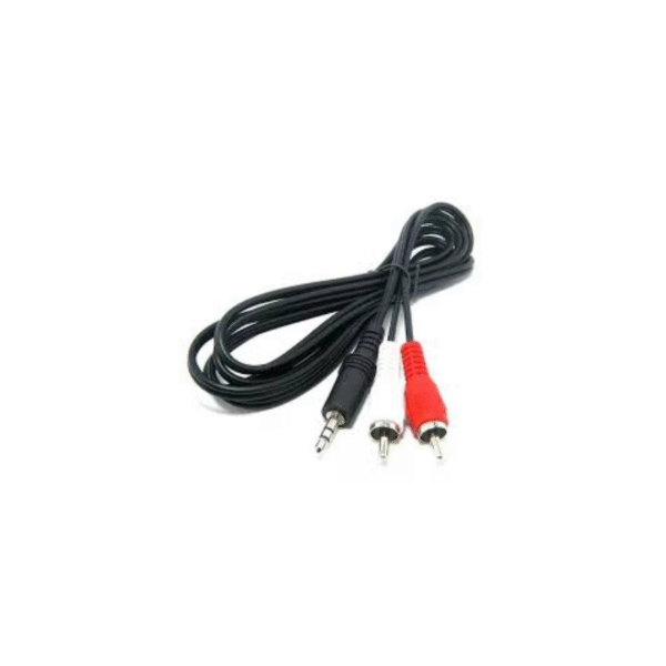 Cable Auxiliar 2x1 RCA 3.5 Stereo Negro 1.5mts Bolsa