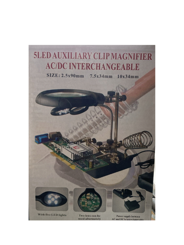 Tercera Mano Con Luz-Lupa-Caimanes-Porta Cautin + Adaptador